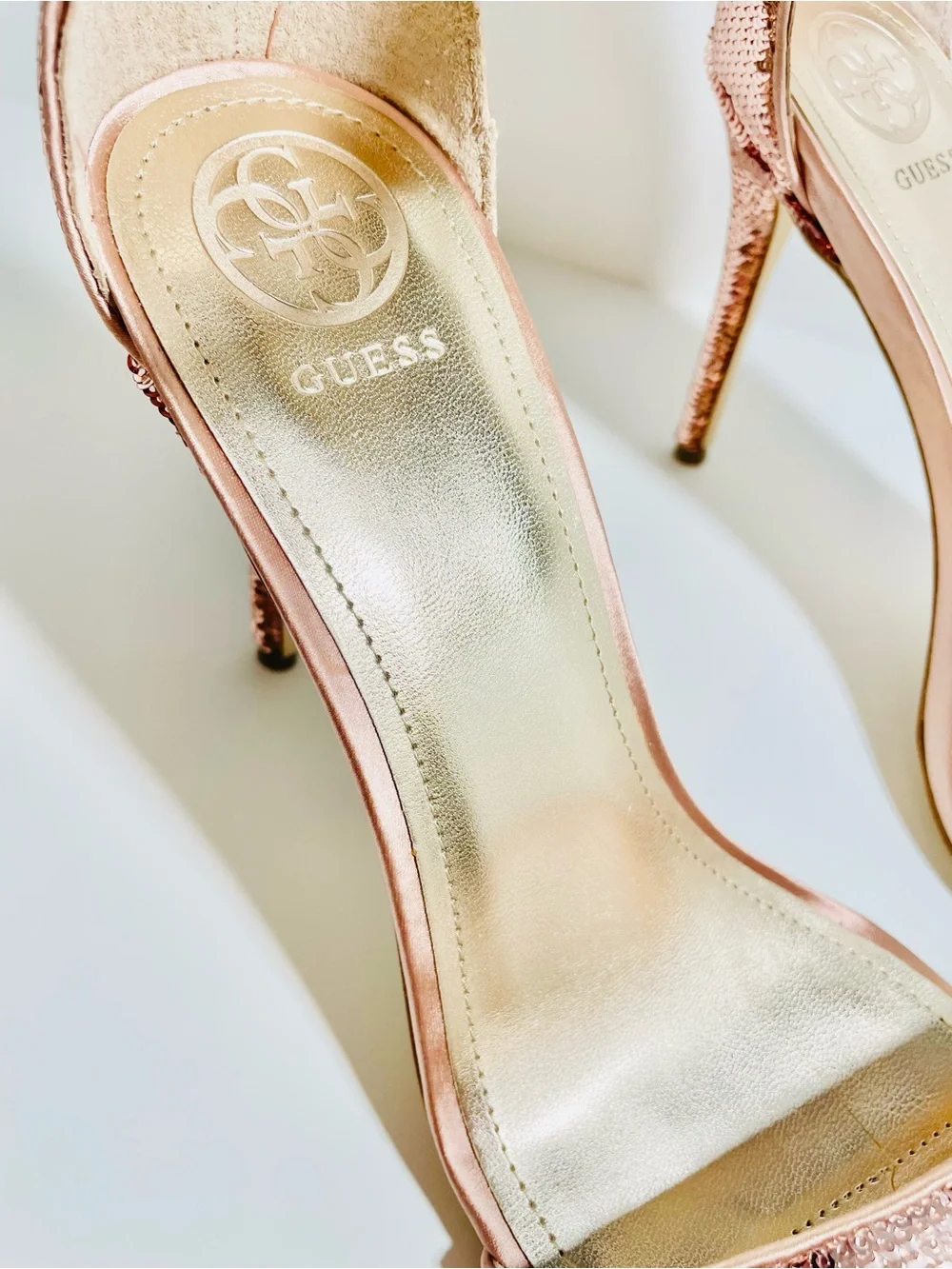 GUESS Pink Sequin Sandal Heels